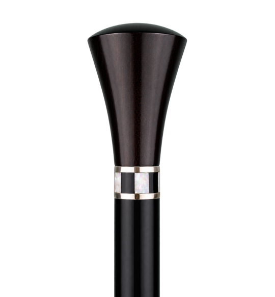 Milord Art Deco Cane with ebony pommel and mother-of-pearl and onyx ring