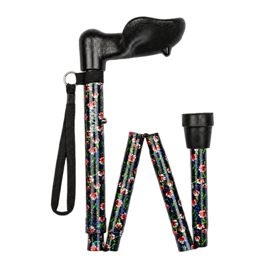 Morris Charles Buyers Short Folding Cane – Right Hand – Transparent Background