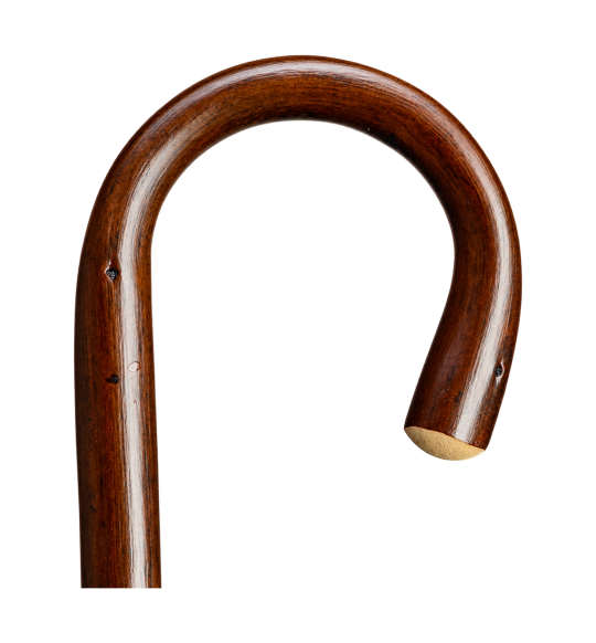 Gastrock Traditional Stick – Chestnut Wood with Curved Handle – transparent background view