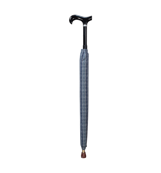 L’Écossais umbrella-cane – removable cane, plaid pattern – full view transparent background