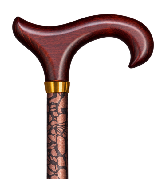 Adjustable My Pretty cane – Derby handle with floral pattern on transparent background
