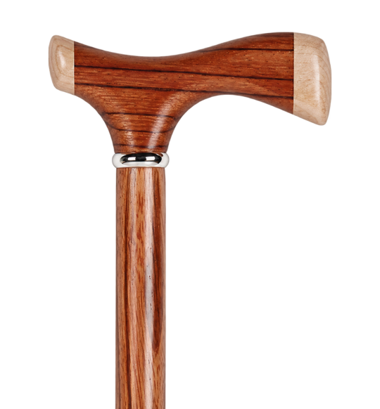 Charles Buyers Rosewood Cane – Two-Tone Crutch Handle – Transparent Background