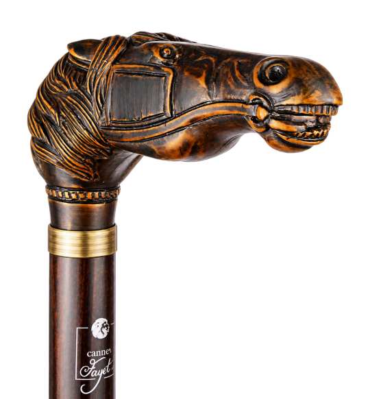 Fayet collectible horse head cane on transparent background