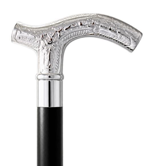 Classic Canes 4624 Silver-Accent Handle Cane on Transparent Background