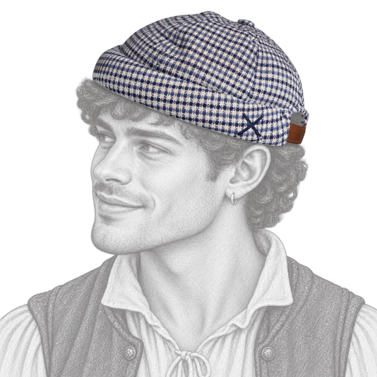 Miki Béton Ciré Blue Plaid Worn by Drawn Renaissance Character