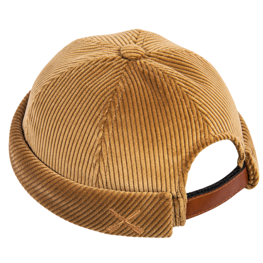 Beige Velvet Miki worn by a Mustached Young Renaissance Man