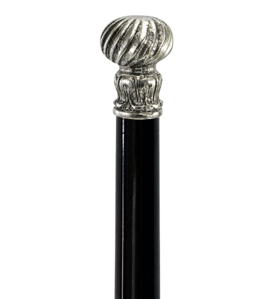 Milord walking cane with twisted tin pommel