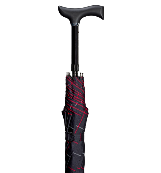 Stepbrella Gastrock Black Checked Walking Stick Umbrella
